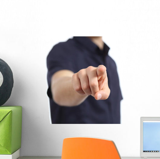 Close up of a man hand pointing at camera Wall Decal