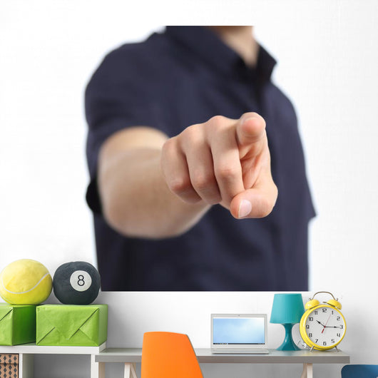 Close up of a man hand pointing at camera Wall Decal