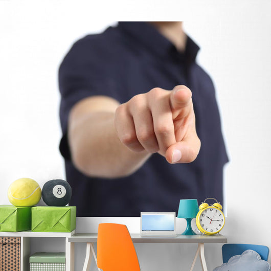 Close up of a man hand pointing at camera Wall Decal