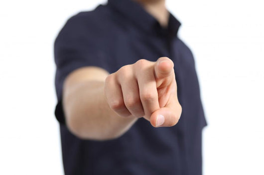 Close up of a man hand pointing at camera Wall Decal