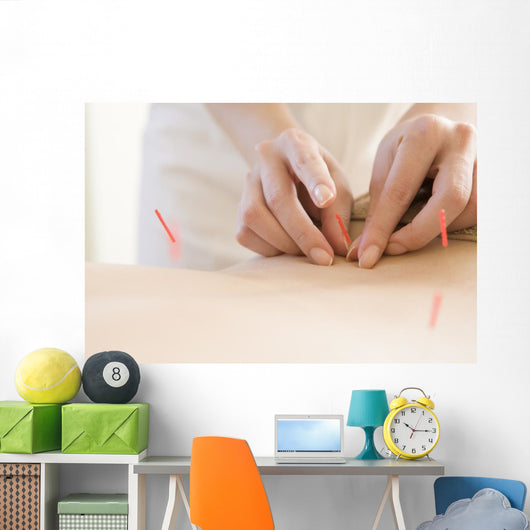 Women Undergoing Acupuncture Waist Wall Decal