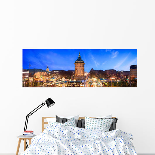 Mannheim Stadtansicht mit Wasserturm Wall Mural