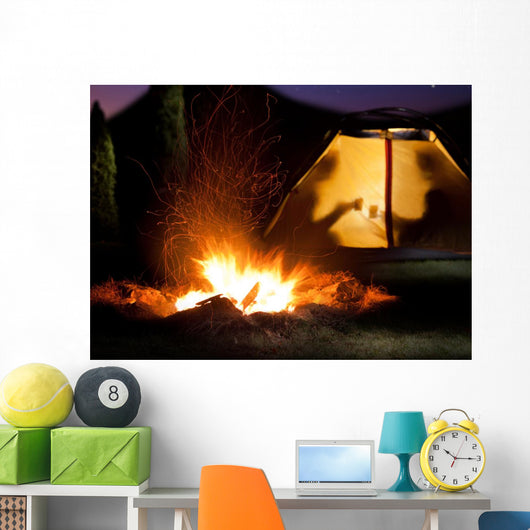 Night camping in the mountains. Wall Mural