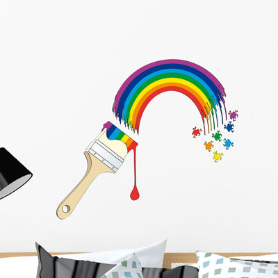 Creative Painted Rainbow Wall Decal shown on a wall