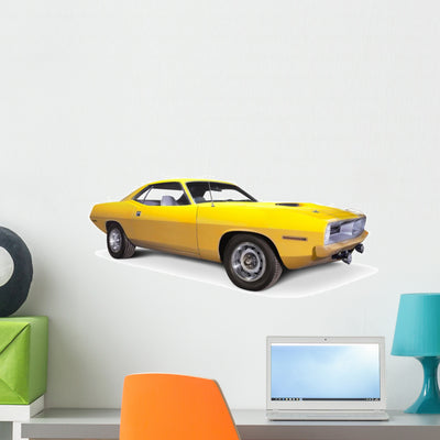 Plymouth Cuda 1970 shown on a wall