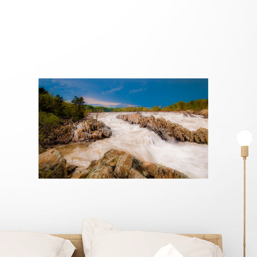 Stormy spring day at Great Falls, on the Potomac River northwest Wall Mural