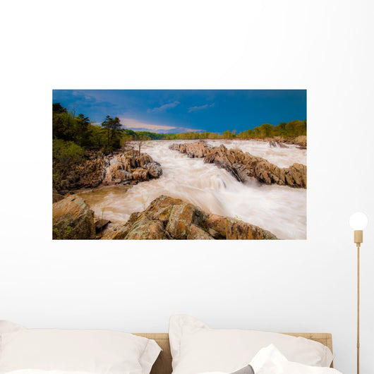 Stormy spring day at Great Falls, on the Potomac River northwest Wall Mural
