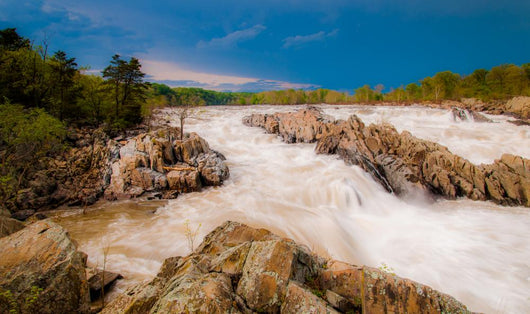 Stormy spring day at Great Falls, on the Potomac River northwest Wall Mural