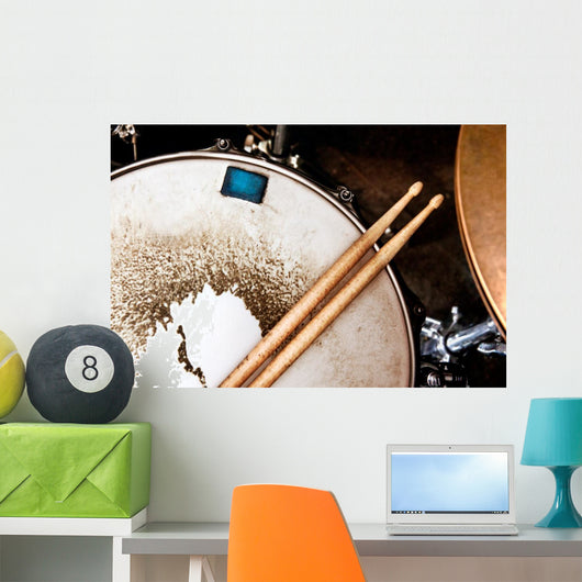 Music background.Drum close up image. Wall Mural