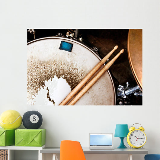 Music background.Drum close up image. Wall Mural