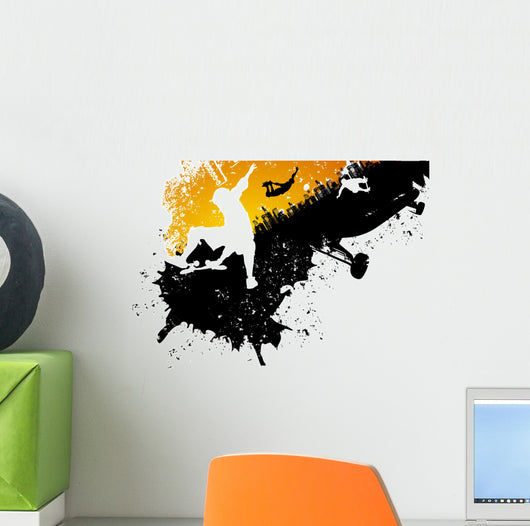 Skateboard Abstract City Background Wall Decal
