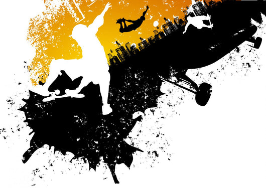 Skateboard Abstract City Background Wall Decal