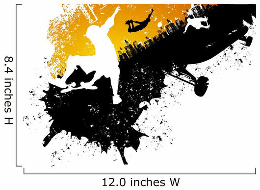 Skateboard Abstract City Background Wall Decal