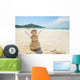 snowman made of sand on a background of the tropical warm sea Wall Mural