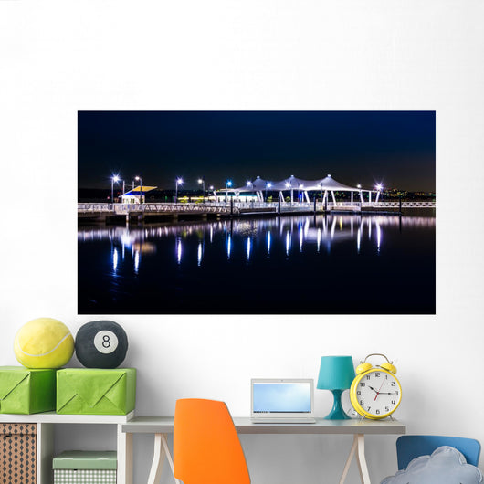 Pier reflecting in the Potomac River at night, in National Harbo Wall Mural