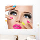 Beauty girl portrait with vivid makeup and colorful nail polish Wall Mural