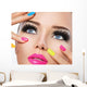 Beauty girl portrait with vivid makeup and colorful nail polish Wall Mural
