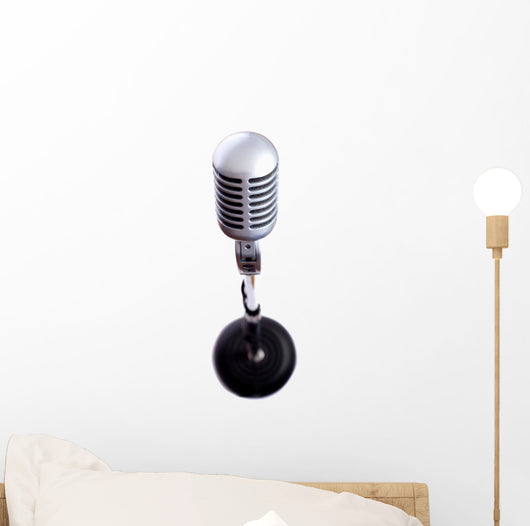 Vintage Microphone on White Wall Decal