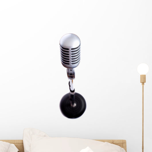 Vintage Microphone on White Wall Decal