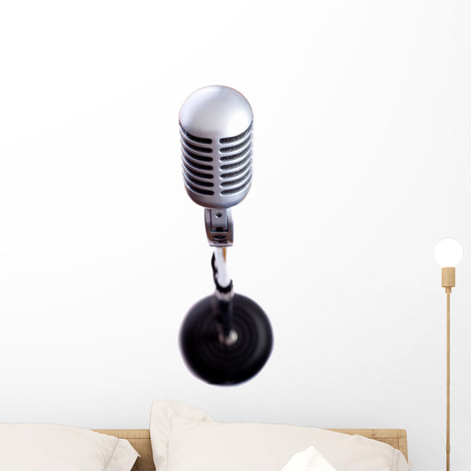 Vintage Microphone on White Wall Decal