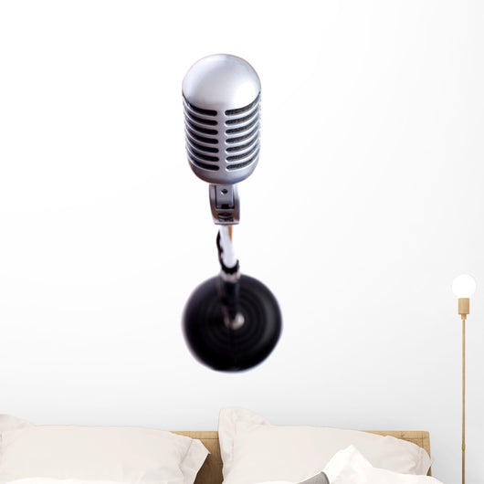 Vintage Microphone on White Wall Decal