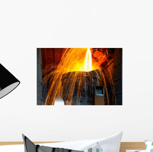 Smelting metal in a metallurgical plant. Wall Mural
