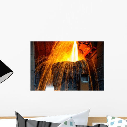 Smelting metal in a metallurgical plant. Wall Mural
