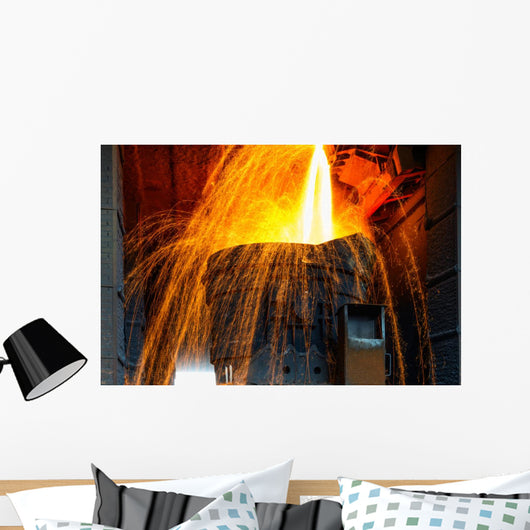 Smelting metal in a metallurgical plant. Wall Mural