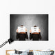 two women hiding behind sheets of paper Wall Mural