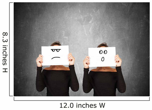 two women hiding behind sheets of paper Wall Mural
