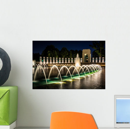 The National World War II Memorial Fountains at night at the Nat Wall Mural