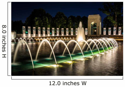 The National World War II Memorial Fountains at night at the Nat Wall Mural