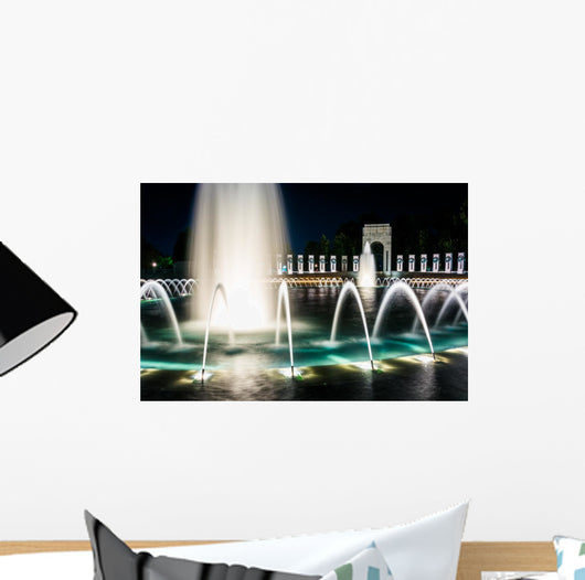 The National World War II Memorial Fountains at night at the Nat Wall Mural