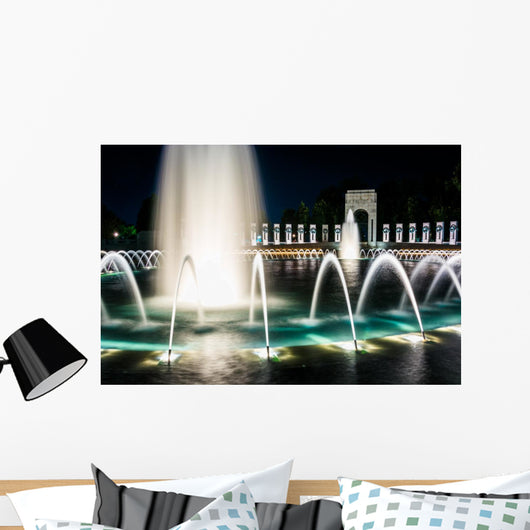 The National World War II Memorial Fountains at night at the Nat Wall Mural