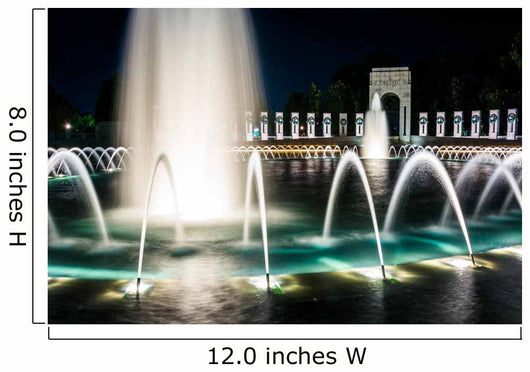 The National World War II Memorial Fountains at night at the Nat Wall Mural
