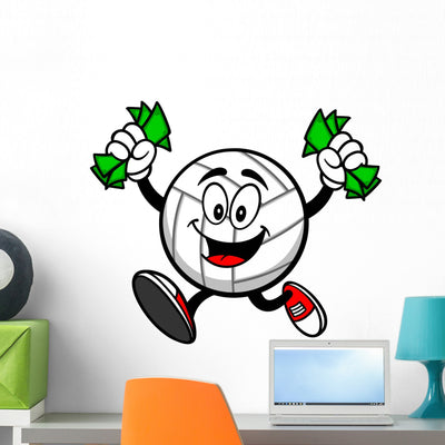 Volleyball Running Money Wall Decal shown on a wall
