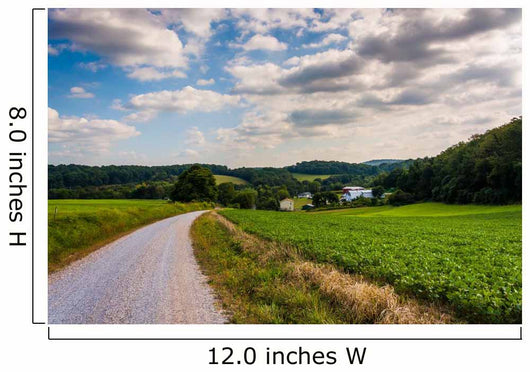 Cloudy sky over a dirt road and farm fields in rural York County Wall Mural