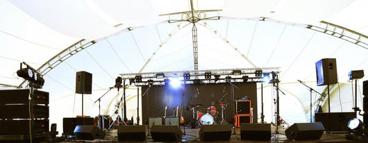 An empty Stage Before the Concert with floodlight Wall Mural