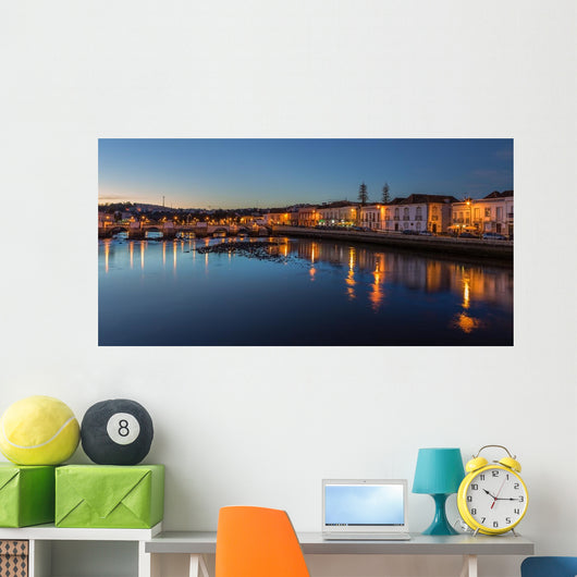 Old City of Tavira. At sunset. Arabic bridge. Wall Mural