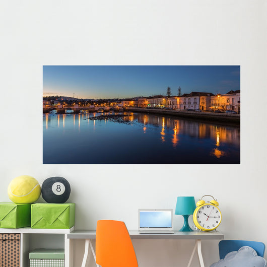 Old City of Tavira. At sunset. Arabic bridge. Wall Mural