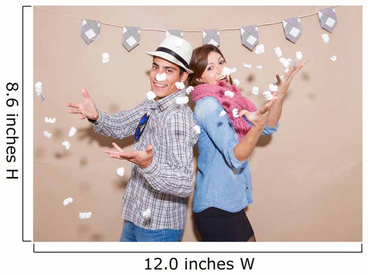 Young couple in a Photo Booth party with gesture face Wall Mural