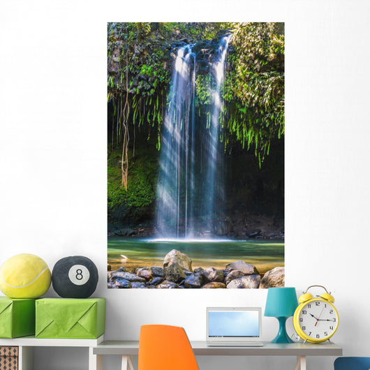 Sunlight Through Waterfall Wall Mural