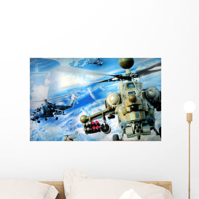 Russian Helicopter Wall Mural Wall Mural shown on a wall