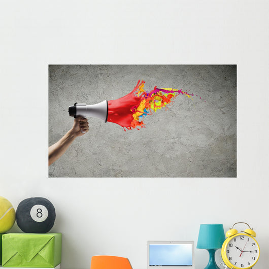 Megaphone in hand Wall Mural