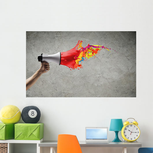 Megaphone in hand Wall Mural