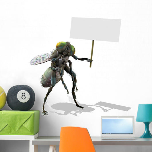 Giant Fly with Blank Sign Wall Decal