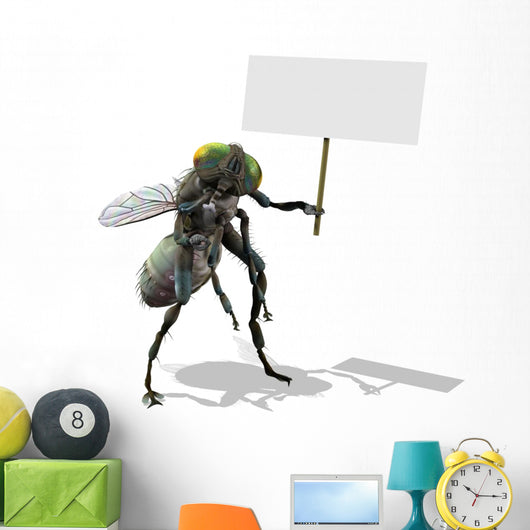 Giant Fly with Blank Sign Wall Decal