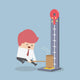 Businessman at a carnival hitting a strength tester with a hamme Wall Mural