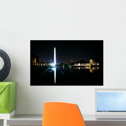 The Washington Monument and World War II Memorial reflecting in Wall Mural