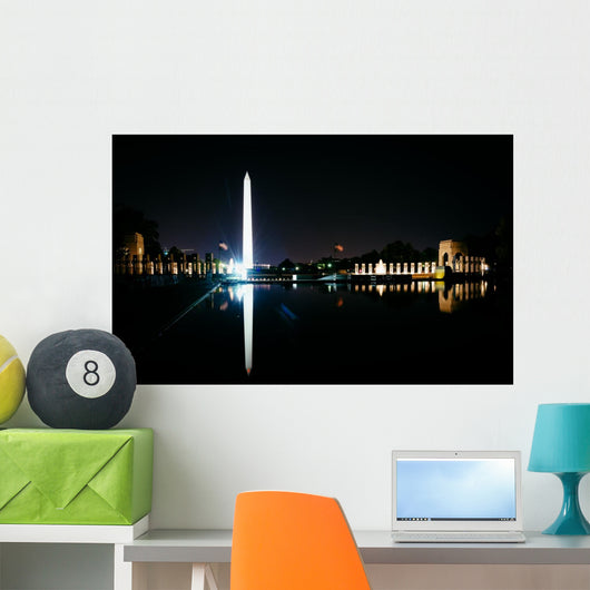 The Washington Monument and World War II Memorial reflecting in Wall Mural
